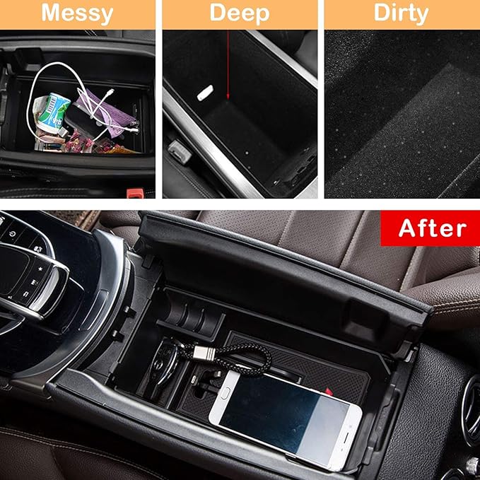 TTCR-II Compatible with Mercedes Benz C Class W205 Center Console Organizer 2015-2021 (Sedan & Coupe Only), for GLC W253 Console Organizer Tray 2016-2022, for GLC Coupe Middle Storage Tray 2016-2023