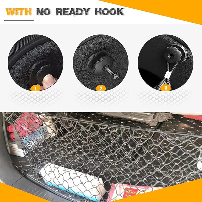 Car Cargo Net, Trunk Cargo Storage Organizer - Stretchable with Hooks, SUV & Car Interior Accessories (35.4x15.8 Inch)