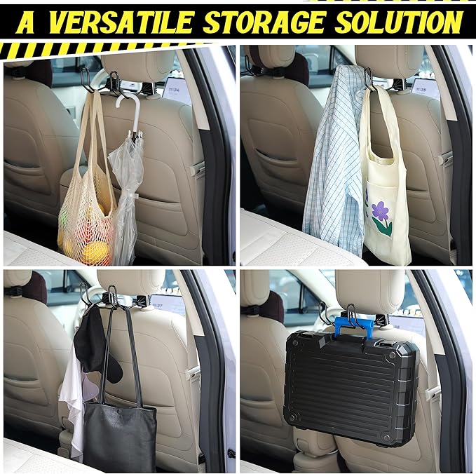 1 Pack Dual Hook Hard Hat Holder for Truck, Heavy-Duty Metal Hard Hat Buddy, Adjustable HardHats Hanger for Vehicle Headrest Essential Accessories
