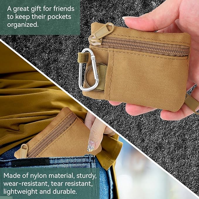HERCHR Mini Size EDC Utility Pouch Bags First Aid Pouch Organizer Storage Pouch Waist Pack with Carabiner