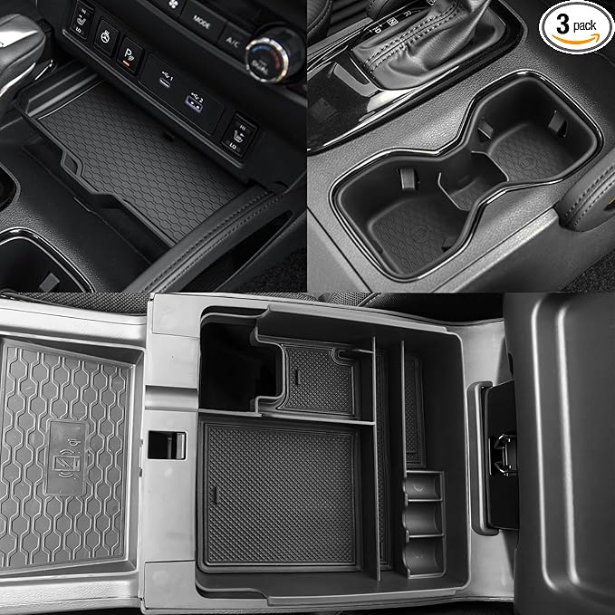 CDEFG 3Pcs for 2025 2026 Frontier Center Console Organizer for 2022-2025 2026 Nissan Frontier Accessories Middle Console Tray Armrest Storage Box Cup Holder