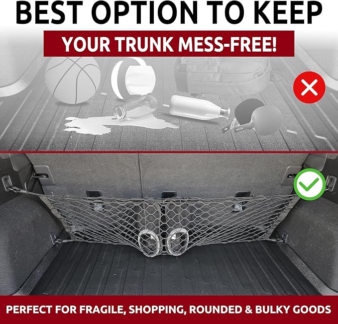 Rear Seat Envelope Style Automotive Elastic Trunk Mesh Cargo Net for Subaru Outback 2020-2025 - Premium Trunk Organizers and Storage - Luggage Net for SUV - Best Car Organizer for Subaru Outback
