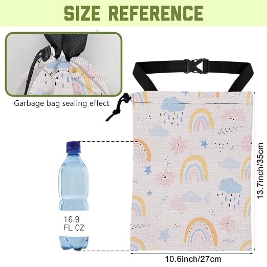 Car Trash Bag Abstract Rainbow Cloud Leak-Proof Waterproof Car Garbage Bag with Drawstring Foldable Canvas Trash Bin with Adjustable Buckle for Car Accessories, Travelling, Camping