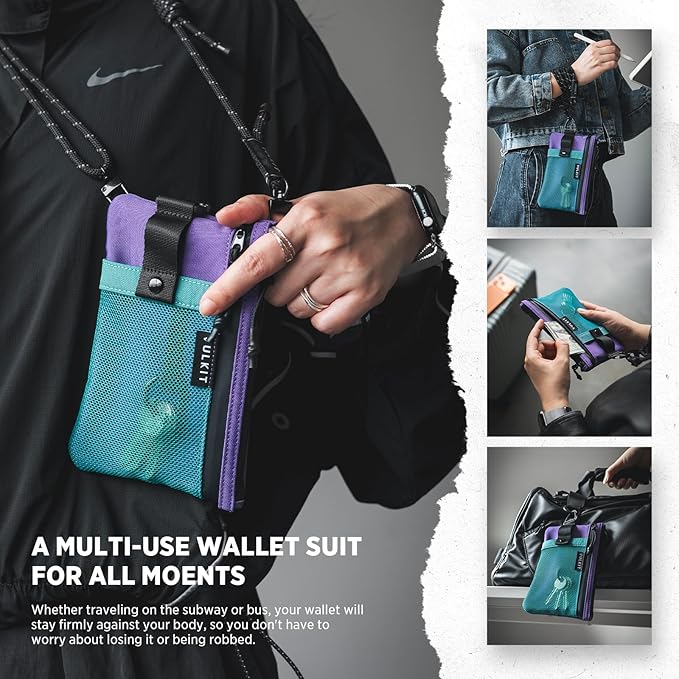 VULKIT RFID Blocking Travel Wallet for Women, Water Resistant Passport & Phone Holder with Detachable Lanyard and Key Ring, Lightweight Zipper Travel Wallet