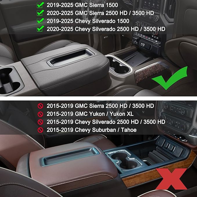 PIMCAR Center Console Organizer Compatible with 2019-2022 Chevy Silverado 1500/GMC Sierra 1500 & 2020-2023 Chevy Silverado/GMC Sierra 2500 HD/3500 HD (Full Console w/Bucket Seats ONLY) Blue Trim