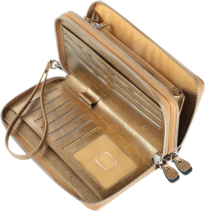 Lavemi Small Compact Women Wallet RFID Blocking Genuine Leather Bifold Purse with ID Windows