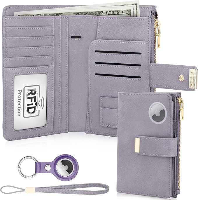 HUANLANG Passport Holder with Airtag for Women/Men, Airtag Passport Wallet for Travel Leather Passport Holder RFID Blocking,Travel Passport Walelt with Credit Card Holder