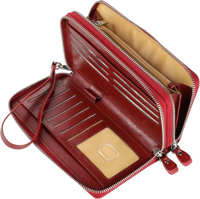 Lavemi Small Compact Women Wallet RFID Blocking Genuine Leather Bifold Purse with ID Windows