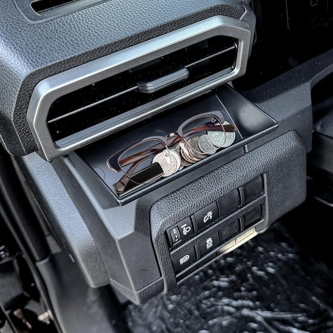 Center Console Organizer Air Vent Storage Box Compatible with 2024 2025 2026 Toyota Tacoma 4th Gen Interior Accessories Driver Air Outlet Insert Tray, Sunglass Holder Coin Key Card Case, Black