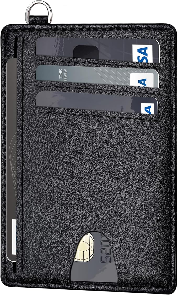 Mayski Slim Wallet, Credit Card Holder for Women, Minimalist Front Pocket RFID Blocking Card Cases, Small Wallet Women Men(Grain Black)