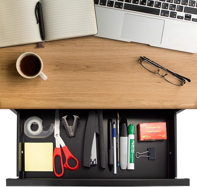 Mount-It! Under Desk Pull-Out Drawer, Heavy-Duty Steel Under Table Slide-Out Storage Organizer, Smooth Glide Track, Fits Desks Over 0.71″ Thick, 11 lb Capacity