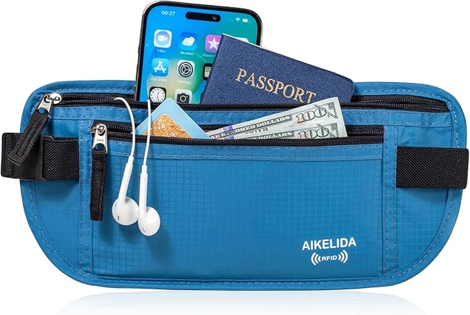 RFID Blocking Passport Holder - Money Belt & Travel Wallet, Travel Belt Bag Fanny Pack for Women Men