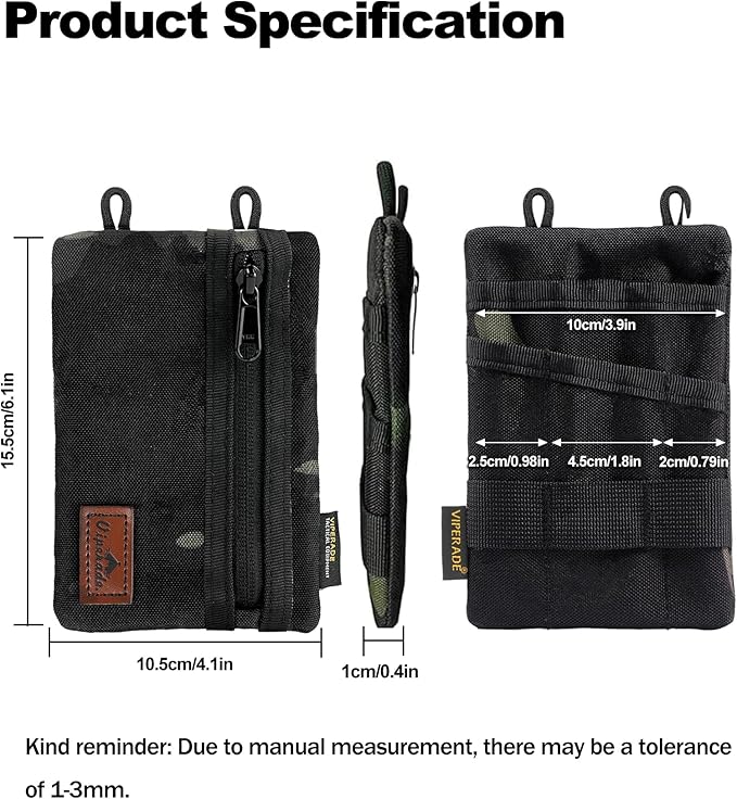 VIPERADE VE1 Pocket Organizer, EDC Pouch for Men, EDC Organizer Storage EDC Gears, Multitool Pocket Pouch Hold Your Flashlight/Pocket Knife, Pen, Notebook