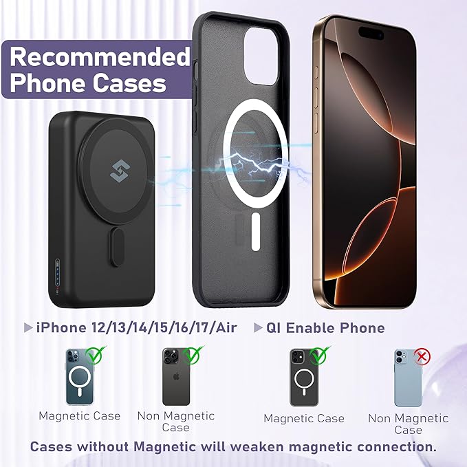 Smtcsl 3 in 1 Wireless Charging Station: 10000mAh Removable Power Bank Charger Stand for Phone/Watch/Air Pods - Portable Magnetic Battery Pack for Air 17 16 15 14 13 12 Series