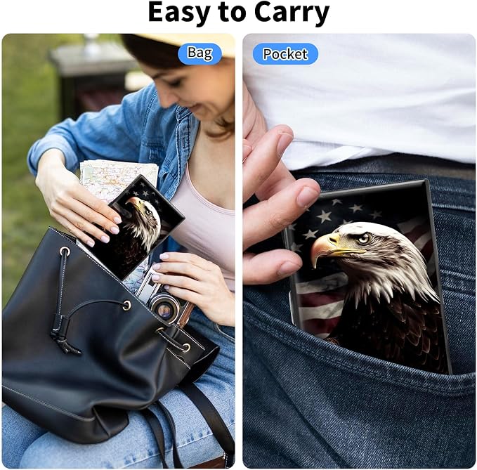Metal Wallet,Credit Card Holder for Women Men,RFID Blocking Card Holder Wallet Mini Slim Aluminum Wallet ID Case Hard Card Case Business Card Holder Case,American Flag Eagle