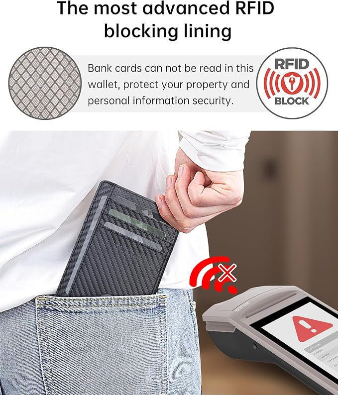 Teskyer Slim Wallet for Men, Minimalist Front Pocket RFID Blocking Leather Wallet Credit Card Holder for Men & Women