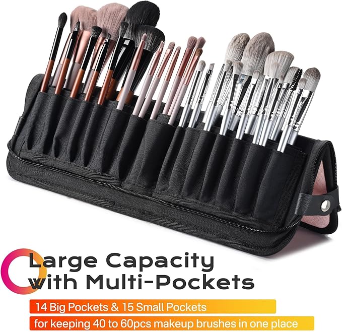 BYOOTIQUE Makeup Brush Holder Bag Foldable Cosmetic Case ForgetMeNot Pink Artist