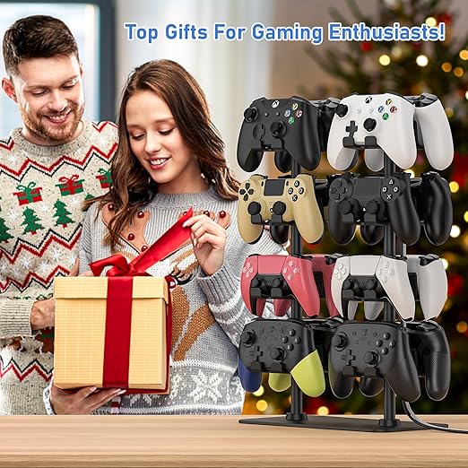 MANMUVIMO Controller Holder for 16 Xbox PS5 PS4 Gaming Controller, Video Game Controller Holder Headphone Stand for Desk, Gamer Gifts for Men, Gaming Room Accessories Maximum Organizer Rack
