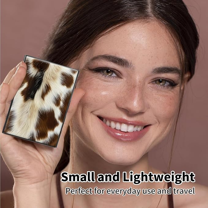 Metal Wallet,Credit Card Holder for Women Men,RFID Blocking Card Holder Wallet Mini Slim Aluminum Wallet ID Case Hard Card Case Business Card Holder Case,Brown White Fur Print