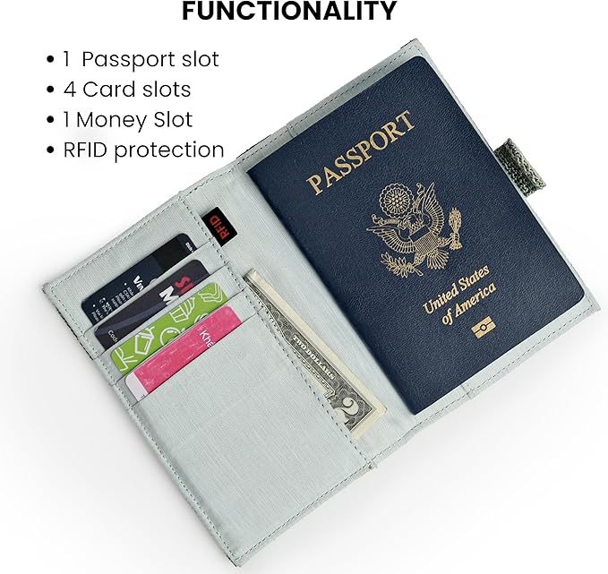 Sherpani Vienna, RFID Blocking Passport Holder, Travel Passport Cover Wallet, Travel Documents Organizer Protector for Women, Travel Gift (Sterling)