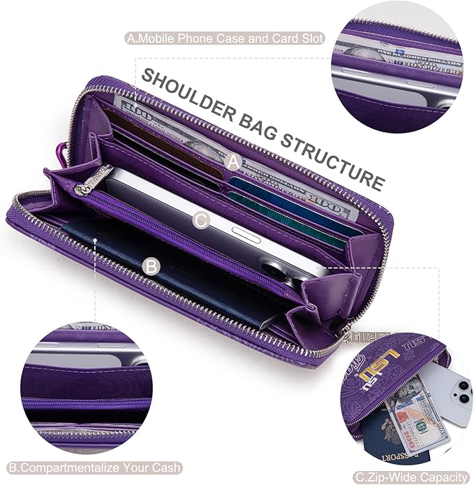 Official LSU Tigers Wristlet Purse for Women - NCAA Licensed Game Day Clutch Wallet with RFID Blocking | Perfect Graduation Gift for Daughter, Sorority, Alumni NC-LSU011PP