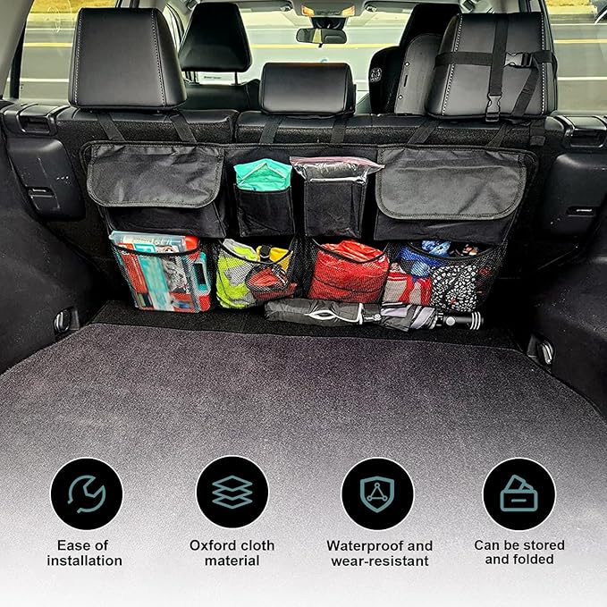 Car Trunk Organizer,Large Capacity Car Organizers and Storage, Foldable Backseat Hanging Storage, Car Cargo Storage Accessories for SUV, Truck, MPV