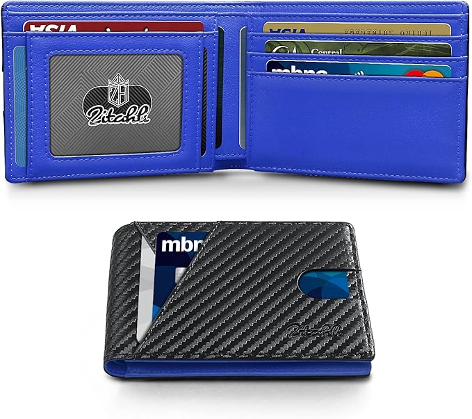 Zitahli Bifold Wallets for Men - Slim RFID Leather Credit Card Holder for 6-11 Cards, Minimalist Thin Wallet with ID Window & Cash Slot,Front Pockt Carteras Para Hombres, Birthday Gifts for Men | Slim, RFID Blocking, Premium, Front Pocket, Gift Box, Le...