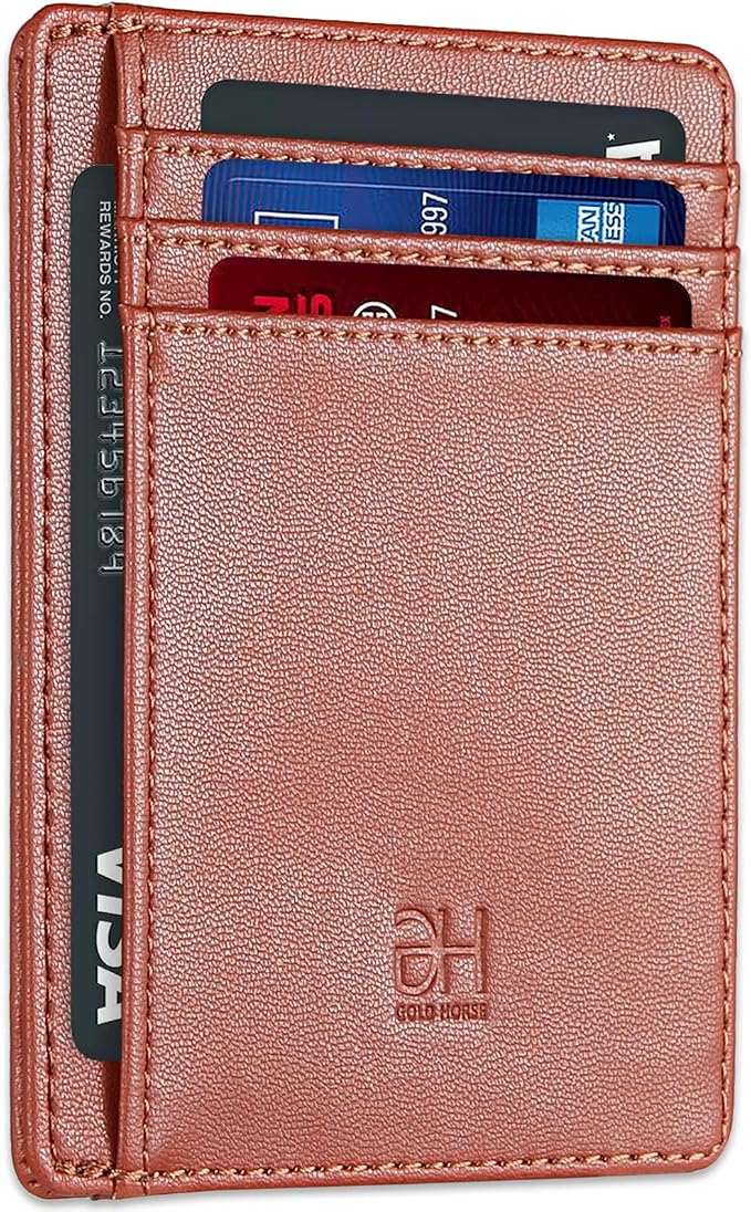 GH GOLD HORSE Slim RFID Blocking Card Holder Minimalist Leather Front Pocket Wallet for Women | Slim