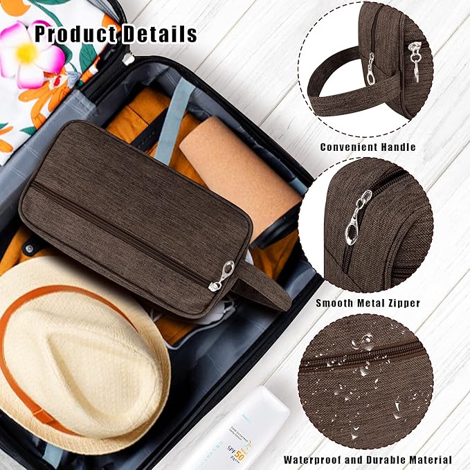 Toiletry Bag, Large Capacity Travel Bag for Toiletries, Waterproof Oxford Fabric Toiletry Organizer for Travel, Business Trips and Daily Use, Travel Essentials for Men or Women (Brown)