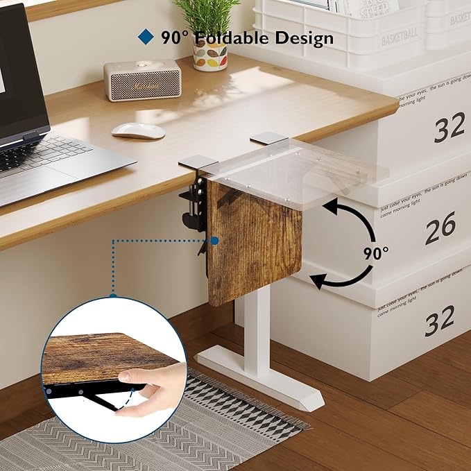 BONTEC Ergonomic Desk Extender Tray, 9.5"x9.1" Table Mount Arm Wrist Rest Shelf, 90° Foldable Elbow Support, Clamp on Computer Arm Rest for Desk, Office & Home Use, Durable & Easy to Install
