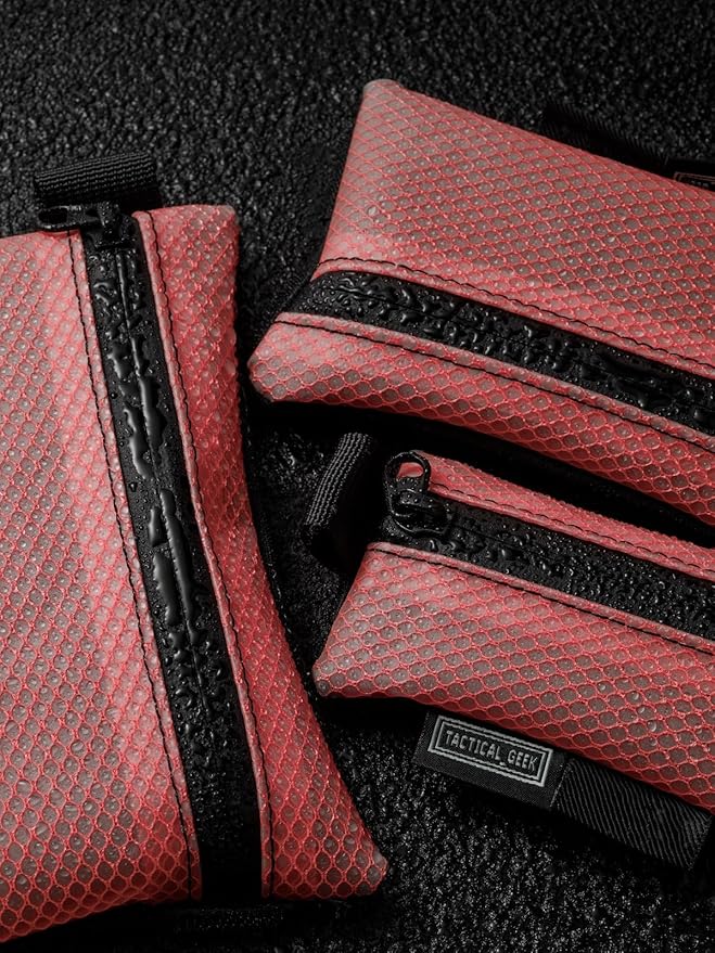 TACTICAL GEEK Storage A5 EDC Storage Pouch Set, Molle EDC Gadget Pouch, Multi-Functional Utility Small Tool Pocket for Daily Carry (Red)