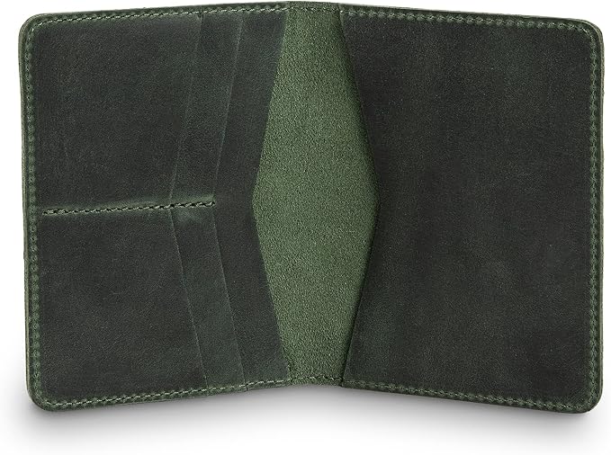 PEGAI Personalized Leather, Passport Holder For Travel | Handmade Passport Wallet Cover Case | Travel Document Holder, Passport Cover for Men, Women, and Family | Pike (Green)