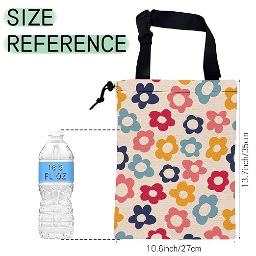 Groovy Flowers Car Garbage Bag,Waterproof Small Car Trash Bag Hanging Back of Seat,Drawstring Hanging Car Trash Bag with Adjustable Buckle for Car Accessories