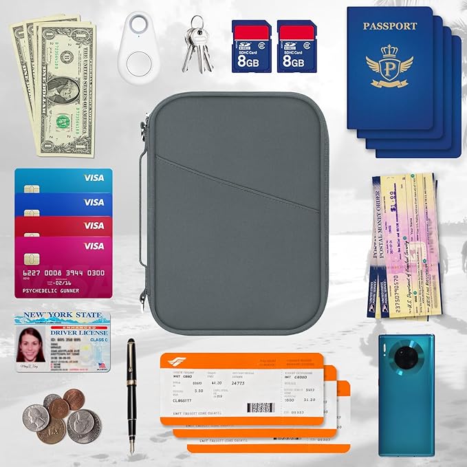 EcoVision Family Passport Holder for Travel with RFID Blocking, Traveling Essentials Organizer Pouch Bag, Light Passport Wallet for Travel Must Haves Accessories for Women Men