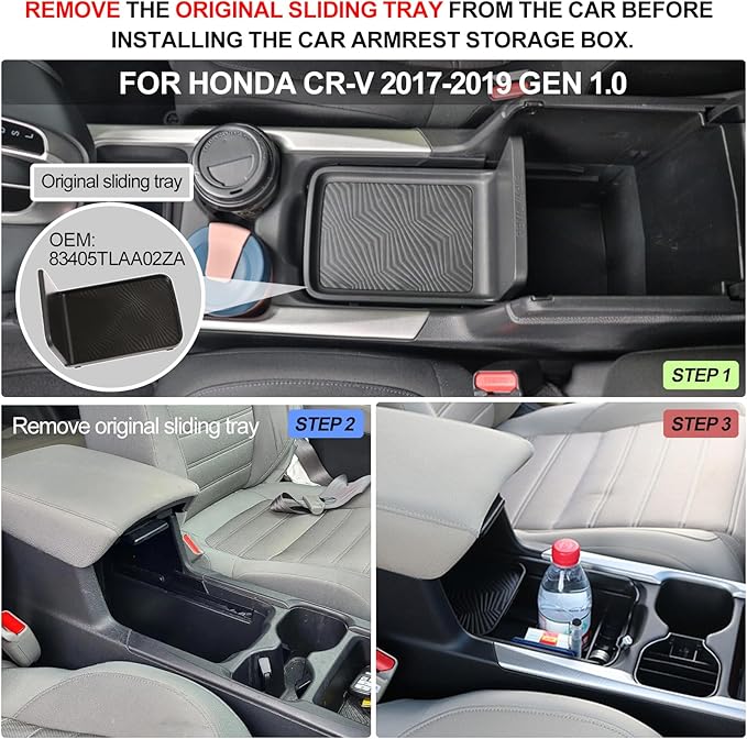 Center Console Organizer for Honda CR-V 2017-2019 CRV Console Handrail Privacy Organizer Tray Central Control Armrest Box Glove Secondary Storage Box Insert Pallet Manager Container Accessories ABS