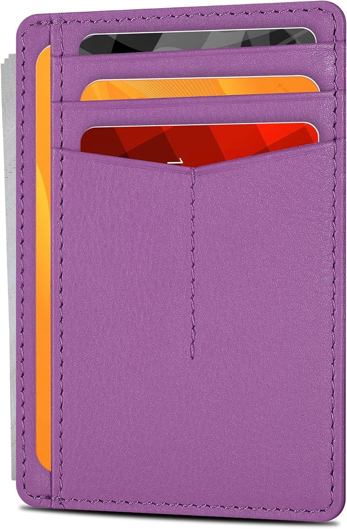 Oak Leathers Leather Slim Minimalist Wallet for Men & Women RFID Front Pocket Leather Card Holder Wallets (Nappa Lilla)