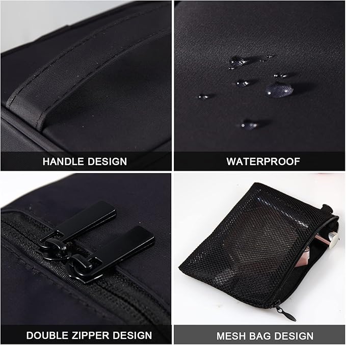 Makeup Bag Travel Cosmetic Bag 7.5x5.5x4.4 Inch Makeup Brush Holder Organizer Cute Portable Artist Toiletry Storage Bag Cosmetics Case for Women (Black)