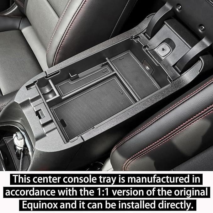 RUNROAD Center Console Organizer Tray Compatible with Chevy Equinox 2018 2019 2020 2021 2022 2023 2024 Accessories, Insert Armrest Tray Secondary Storage Box Coin Holder, Black