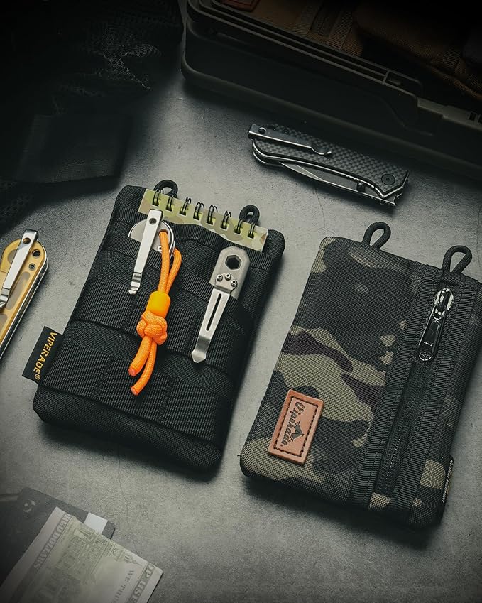 VIPERADE VE3 Tool Pouch Pocket Organizer, Nylon Tool Belt Loop Pouch with 4 Pockets Tool Storage EDC Pouch for Flashlight/Pocket Knife, Tactical Pen, Notebook (Grey)
