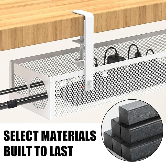 Under Desk Cable Management 27 inches Metal Cord Organizer No Drill Wire Management and Cord Organizer for Home Office Standing Desk