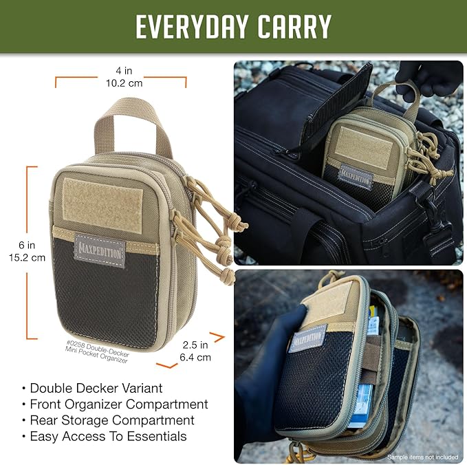 MAXPEDITION Double-Decker Pocket Organizer, Tactical Tool Pouch for Organization, EDC Pouch for Everyday Carry
