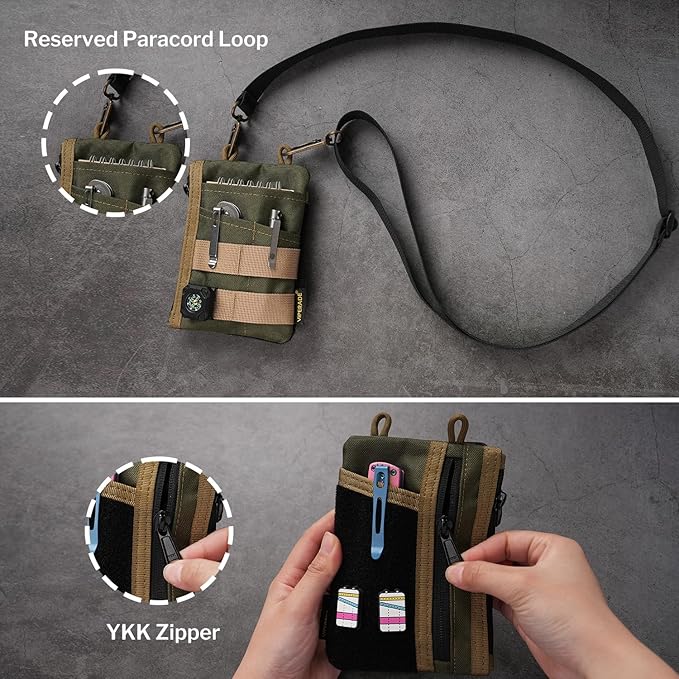 VIPERADE VE18 EDC Pouch, Pocket Organizer for Men, EDC Pocket Organizer, 3 Slots with 2 Zipper Pockets, Multitool Pouch