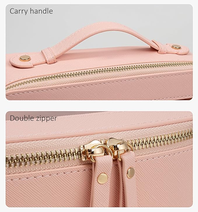 LETGO Clear Makeup Bag, Travel Toiletry Cosmetic Bag Case Portable Clear Makeup Organizer Transparent Storage Bag Fit Carry-on Travel Car Accessories for Women Men (Large-Pink)