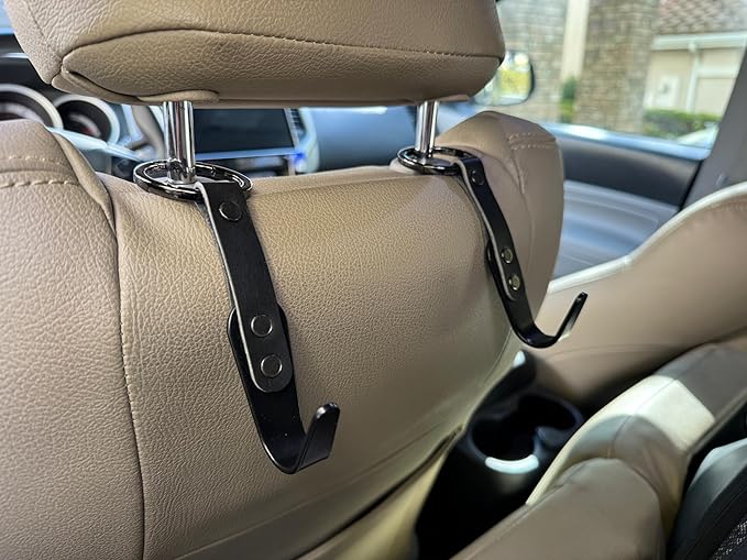 Headrest Hooks for Car 2 Pack Black