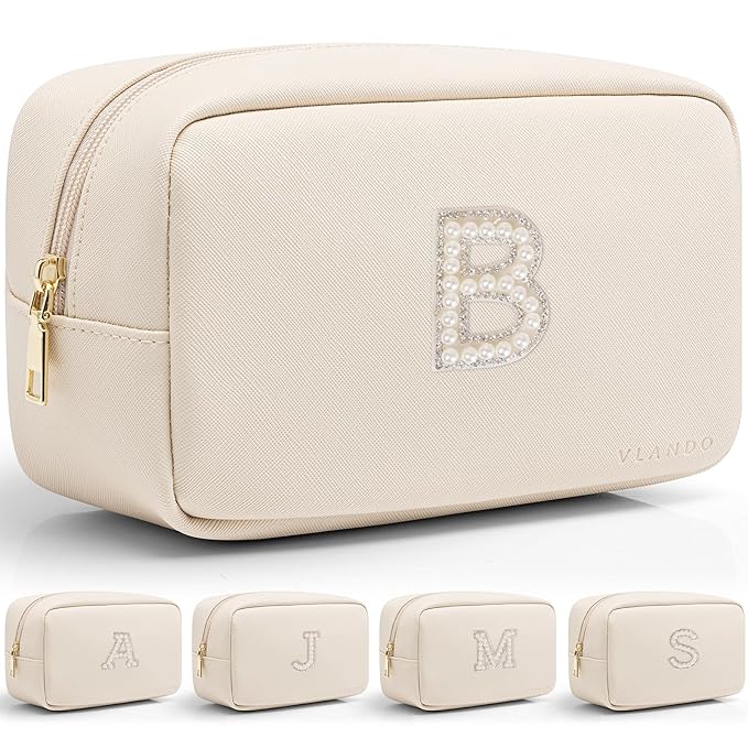 VLANDO Personalized Makeup Bag Cute Makeup Pouch for Purse Trendy Gift for Women Friends Girls, Waterproof Travel Toiletry Bag Birthdays Gifts for Teen Wife B