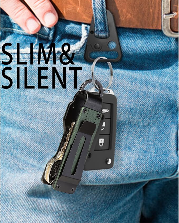 Compact Metal Key Organizer Minimalist Key Holder Secures 1-5 Keys | Durable solid metal key case, slim pocket design, safely holds up to 5 keys, lightweight portable daily keychain accessory