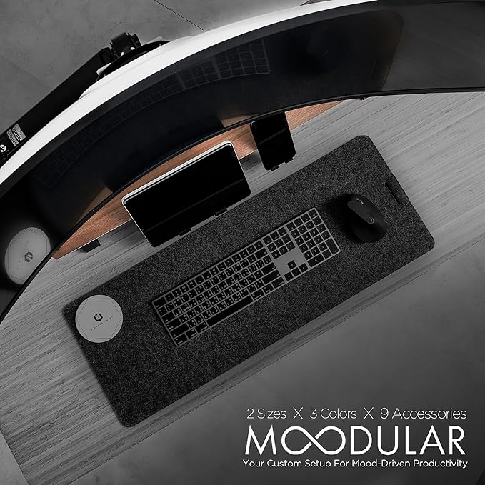 ULTRARM Moodular Wooden Monitor Stand 33.4??(85cm) Desk Organizer with Metal Slide Rails for Drawer, Tray, Laptop, Tablet, Phone & Headphones Customizable Riser for Organized Workspace Walnut MS85-W