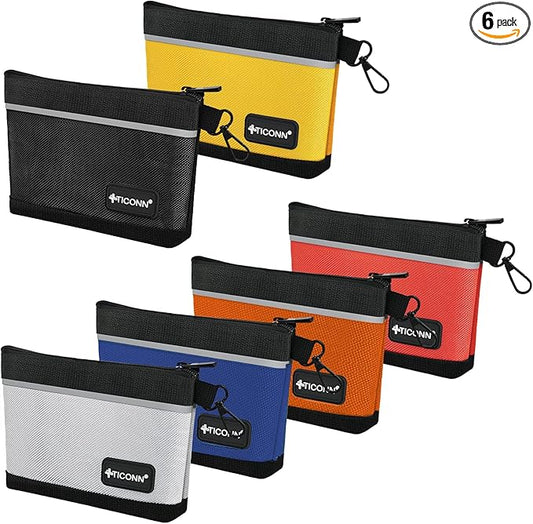 TICONN Tool Pouches with Zipper, 1680D Oxford Small Tool Bags, Waterproof Utility Bag Zipper Pouch for Tool Organizers and Storage (6 Pack Small)