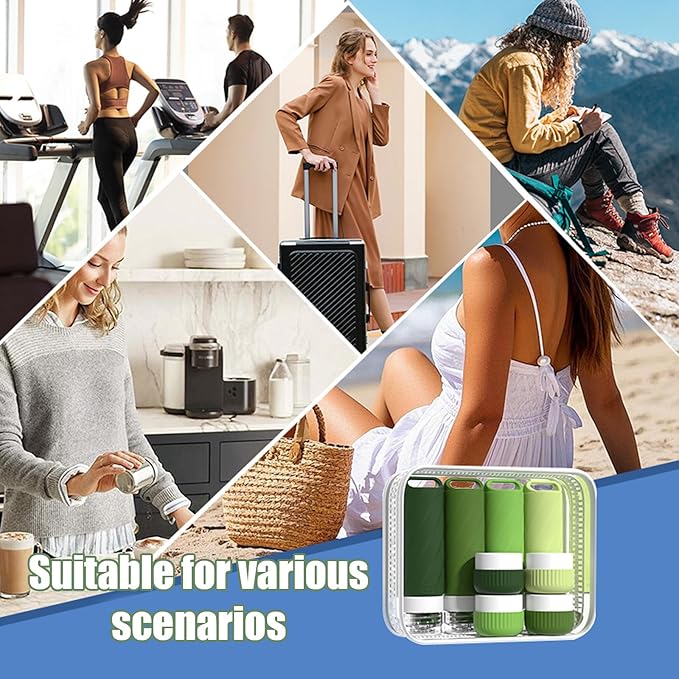 26 Pcs TSA Approved Travel Toiletry Bottles Set, Leakproof Silicone Refillable Travel Containers with Hanging Hole & Carabiner, Portable Essentials, for Shampoo Conditioner Lotion Body Wash