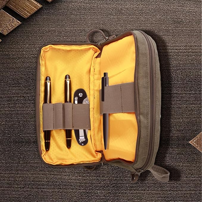 Multipurpose EDC Pouch Pen Case, Waxed Canvas EDC Bag, Small Tool Bag Pen Pouch, Water Resistant EDC Pocket Organizer, Mini Canvas Pouch for Motorcycle, Bike, EDC, Pen, Pencil, Travel